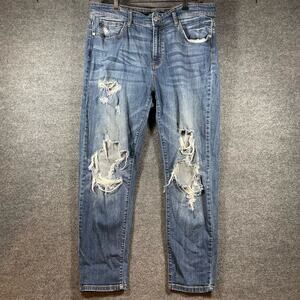 Judy Blue Distressed Boyfriend Jeans - Blue